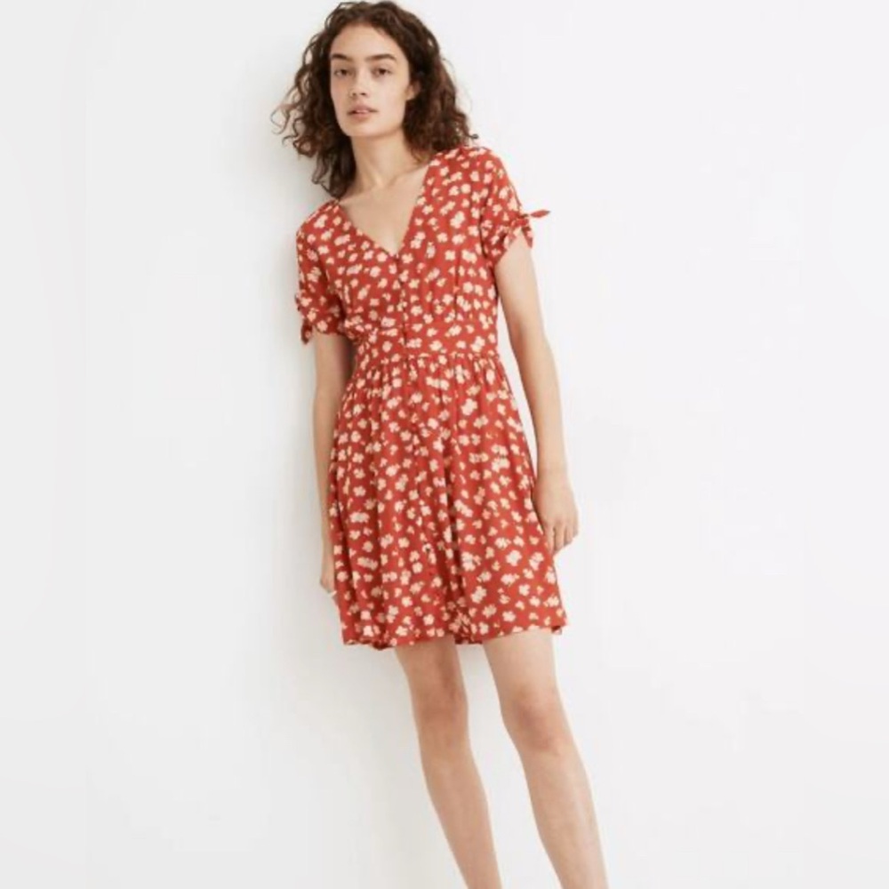 Madewell Rust Red Floral Mini Dress